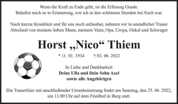 Traueranzeige von Horst 
