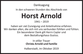 Traueranzeige von Horst Arnold  von Magdeburger Volksstimme