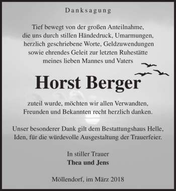 Traueranzeige von Horst Berger  von Magdeburger Volksstimme