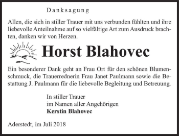 Traueranzeige von Horst Blahovec  von Magdeburger Volksstimme