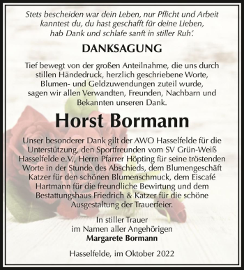 Traueranzeige von Horst Bormann  von Magdeburger Volksstimme