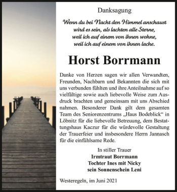 Traueranzeige von Horst Borrmann  von Magdeburger Volksstimme