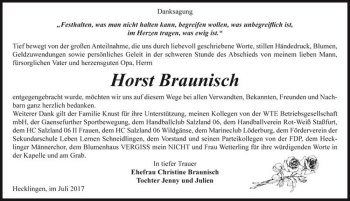 Traueranzeige von Horst Braunisch  von Magdeburger Volksstimme