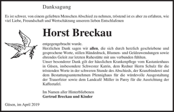 Traueranzeige von Horst Breckau  von Magdeburger Volksstimme