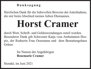 Traueranzeige von Horst Carmer  von Magdeburger Volksstimme