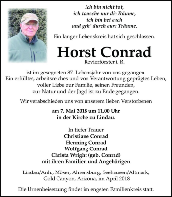 Traueranzeige von Horst Conrad  von Magdeburger Volksstimme