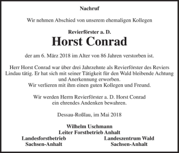 Traueranzeige von Horst Conrad  von Magdeburger Volksstimme
