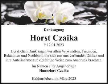 Traueranzeige von Horst Czaika  von Magdeburger Volksstimme
