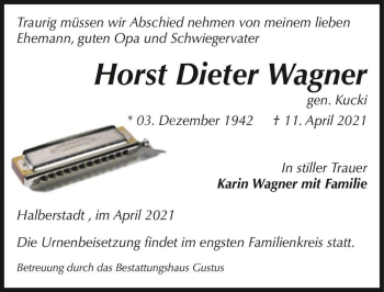 Traueranzeige von Horst Dieter Wagner 
