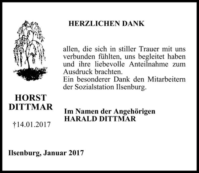  Traueranzeige für Horst Dittmar  vom 08.02.2017 aus Magdeburger Volksstimme