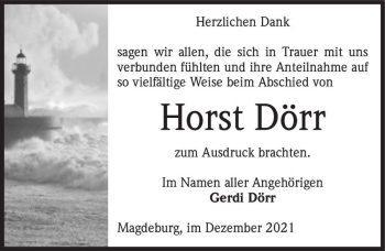 Traueranzeige von Horst Dörr  von Magdeburger Volksstimme