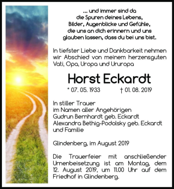 Traueranzeige von Horst Eckardt  von Magdeburger Volksstimme