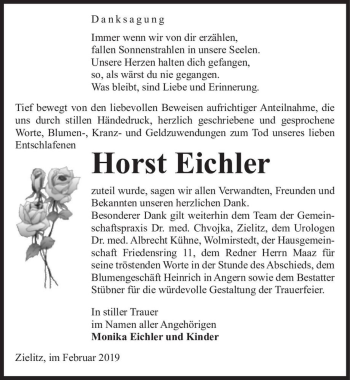 Traueranzeige von Horst Eichler  von Magdeburger Volksstimme
