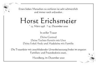 Traueranzeige von Horst Erichsmeier  von Magdeburger Volksstimme