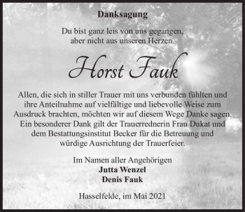 Traueranzeige von Horst Fauk  von Magdeburger Volksstimme