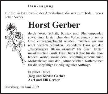 Traueranzeige von Horst Gerber  von Magdeburger Volksstimme