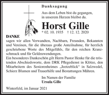 Traueranzeige von Horst Gille  von Magdeburger Volksstimme