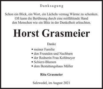 Traueranzeige von Horst Grasmeier  von Magdeburger Volksstimme