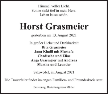 Traueranzeige von Horst Grasmeier  von Magdeburger Volksstimme