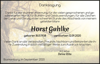 Traueranzeige von Horst Guhlke  von Magdeburger Volksstimme