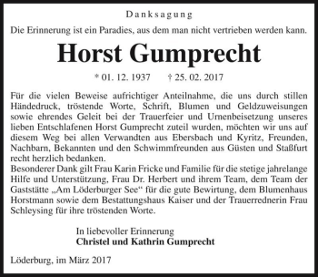 Traueranzeige von Horst Gumprecht  von Magdeburger Volksstimme