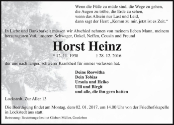 Traueranzeige von Horst Heinz  von Magdeburger Volksstimme