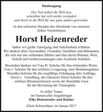 Traueranzeige von Horst Heizenreder  von Magdeburger Volksstimme