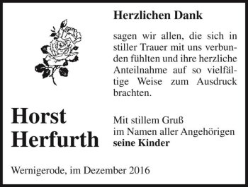 Traueranzeige von Horst Herfurth  von Magdeburger Volksstimme