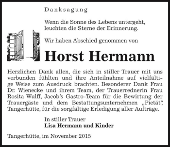 Traueranzeige von Horst Hermann  von Magdeburger Volksstimme
