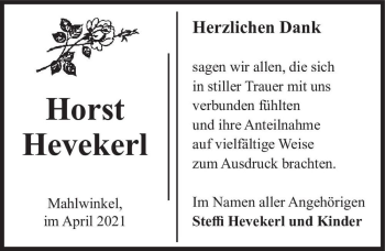 Traueranzeige von Horst Hevekerl  von Magdeburger Volksstimme