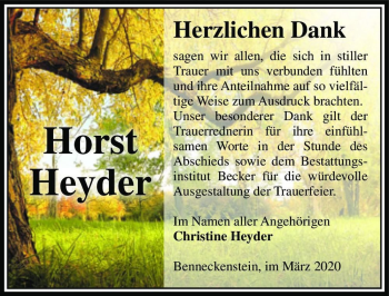Traueranzeige von Horst Heyder  von Magdeburger Volksstimme