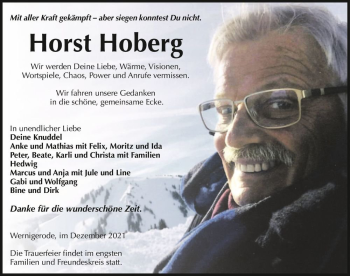 Traueranzeige von Horst Hoberg  von Magdeburger Volksstimme