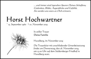 Traueranzeige von Horst Hochwartner  von Magdeburger Volksstimme