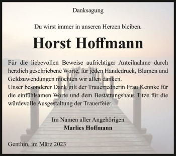 Traueranzeige von Horst Hoffmann  von Magdeburger Volksstimme
