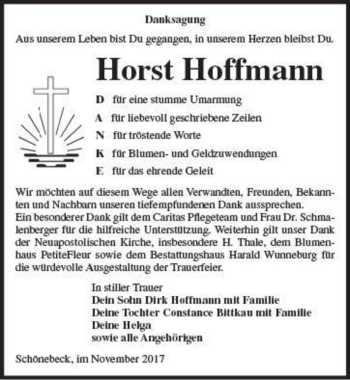 Traueranzeige von Horst Hoffmann  von Magdeburger Volksstimme