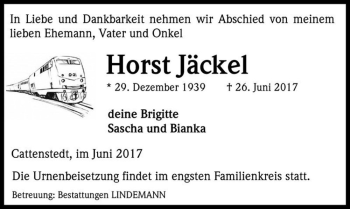 Traueranzeige von Horst Jäckel  von Magdeburger Volksstimme