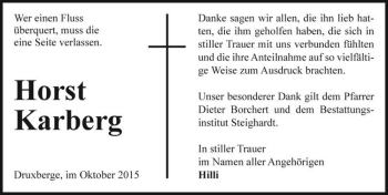 Traueranzeige von Horst Karberg  von Magdeburger Volksstimme