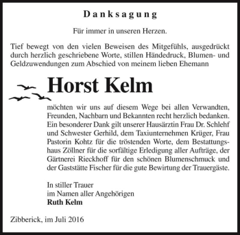 Traueranzeige von Horst Kelm  von Magdeburger Volksstimme