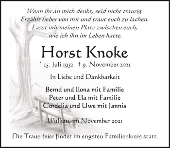 Traueranzeige von Horst Knoke  von Magdeburger Volksstimme
