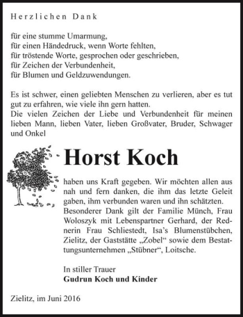 Traueranzeige von Horst Koch  von Magdeburger Volksstimme