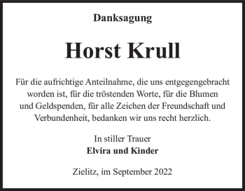 Traueranzeige von Horst Krull  von Magdeburger Volksstimme