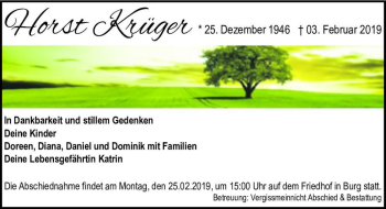 Traueranzeige von Horst Krüger  von Magdeburger Volksstimme