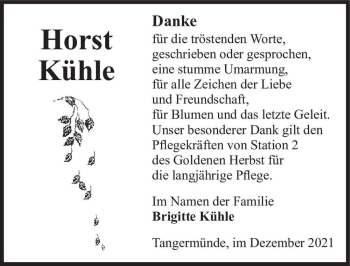 Traueranzeige von Horst Kühle  von Magdeburger Volksstimme