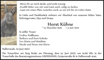 Traueranzeige von Horst Kühne  von Magdeburger Volksstimme