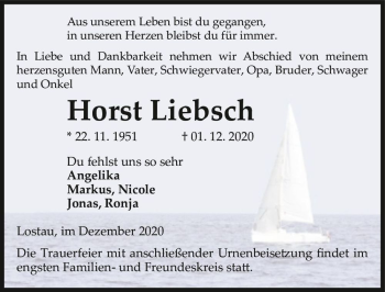 Traueranzeige von Horst Liebsch  von Magdeburger Volksstimme