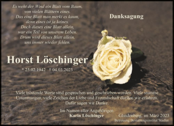 Traueranzeige von Horst Löschinger  von Magdeburger Volksstimme