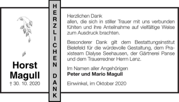 Traueranzeige von Horst Magull  von Magdeburger Volksstimme