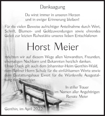 Traueranzeige von Horst Meier  von Magdeburger Volksstimme