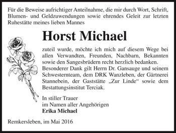 Traueranzeige von Horst Michael  von Magdeburger Volksstimme