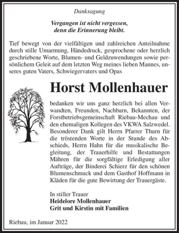 Traueranzeige von Horst Mollenhauer  von Magdeburger Volksstimme
